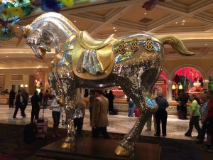 The Bellagio has a horse, mild and understated as is the norm in Las Vegas.