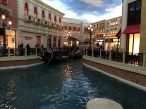 A shopping center with a singing gondoliers and a canal. Whatever floats your boat. 